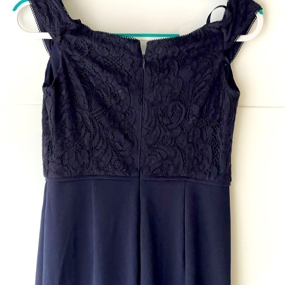 Adrianna Papell Navy Lace Off Shoulder Formal Evening Cocktail Prom Dress, 2 - Picture 6 of 13